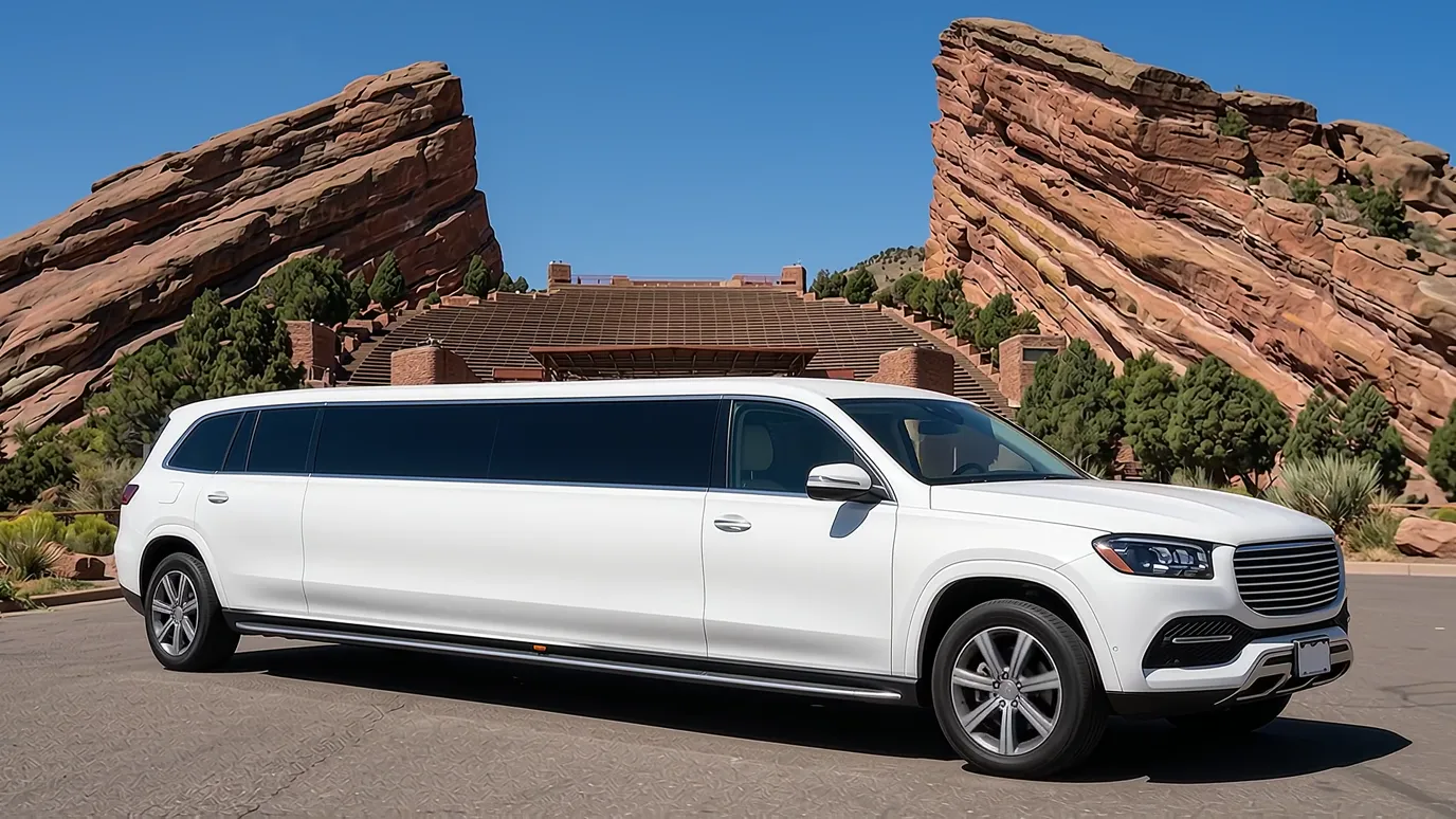 Castle Rock white Mercedes GLS 18 passenger stretch limo
