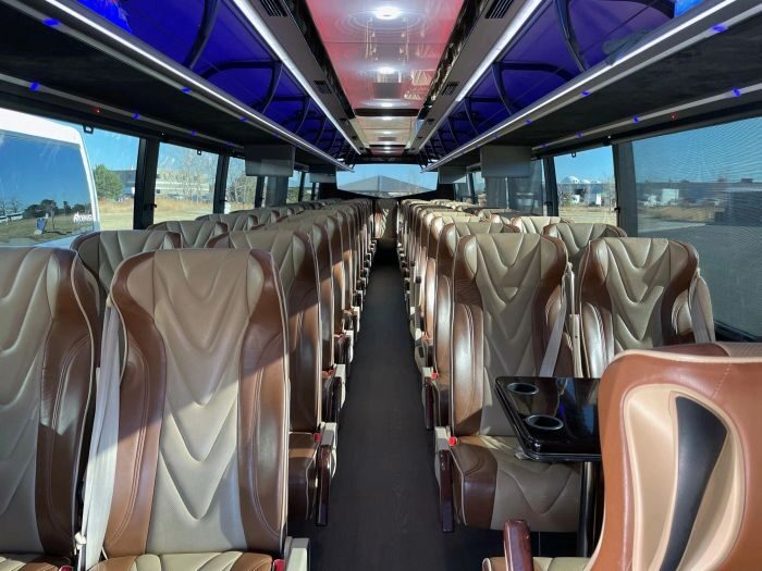 Charter coach interior – Castle Rock party bus rental